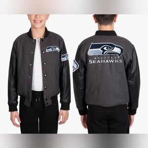 SEATTLE SEAHAWKS UltraGame NFL Classic Bomber Varsity Jacket Youth 8 Fan Gear